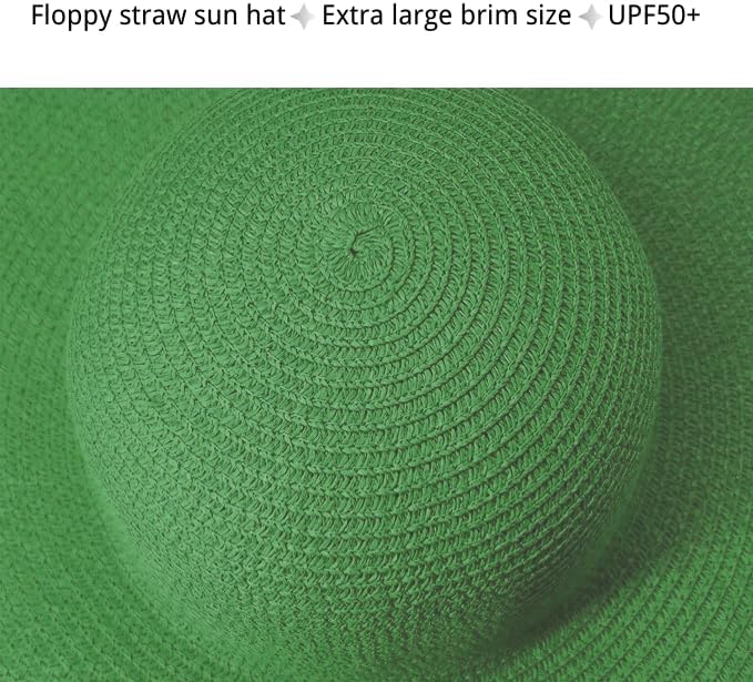 Tinkeep Oversized Beach Straw Hats for Women Extra Large Wide Brim Beach Hat Foldable Roll up Floppy Sun Hat - Image 4